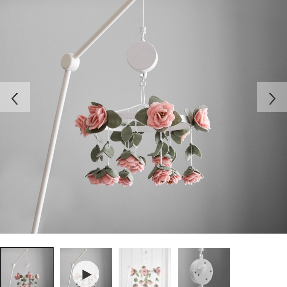 Pottery Barn Kids Felted Pink Rose Mobile